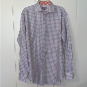 Jack Stone orange‎ & blue checked cotton sh…